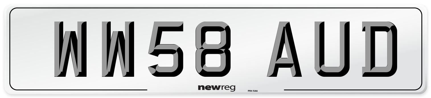 WW58 AUD Number Plate from New Reg